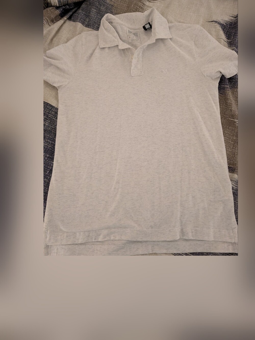 American Eagle Light Gray Heather Polo Shirt